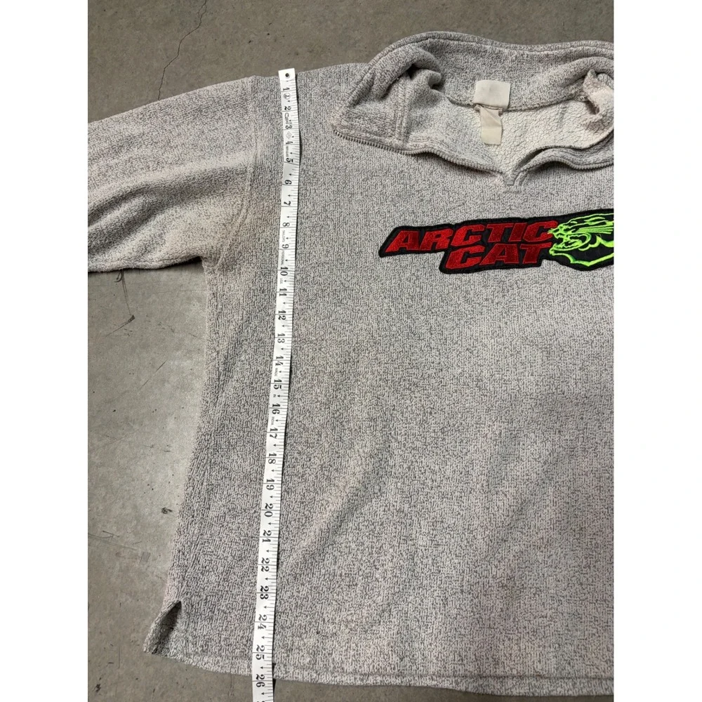 Vintage Arctic Cat Quarter‎ Zip Fleece Pullover Grey Snowmobile Mens XL